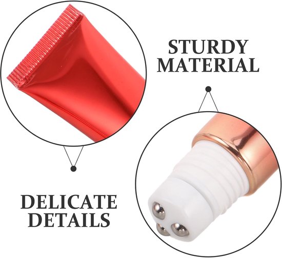5 Stuks Aluminium Cosmetische Tubes Roller Massagekop Navulbare Lipgloss Tubes Essentiële Olie Rollerflessen Compacte Reis Make-up Monsters voor Nauwkeurige Dosering — afbeelding 5
