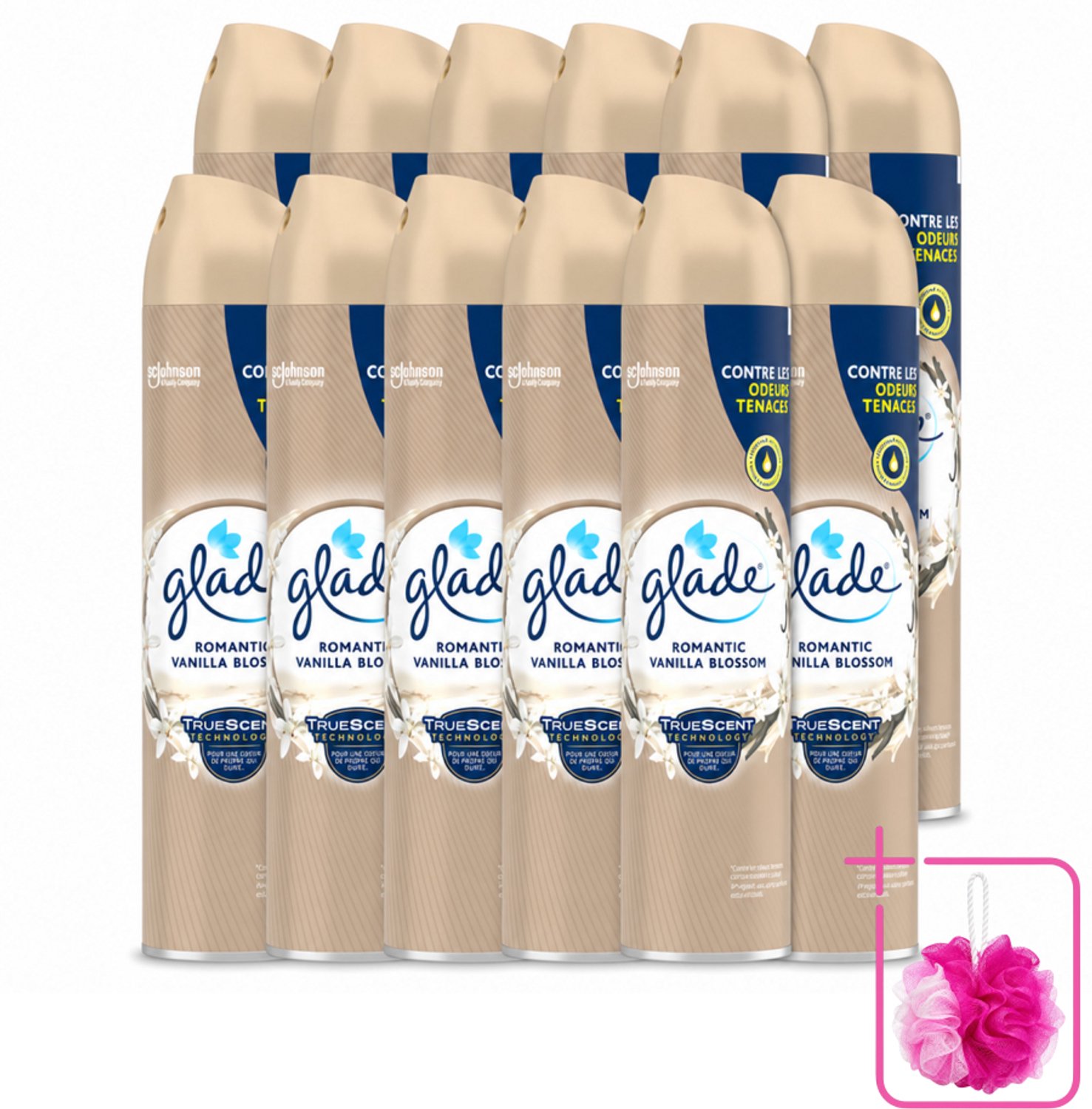 12 x Glade – Luchtverfrisser Spray – Romantic Vanilla Blossom – 300 ml - Bulkverpakking - Luchtverfrisser - Douchemop - Geur spray