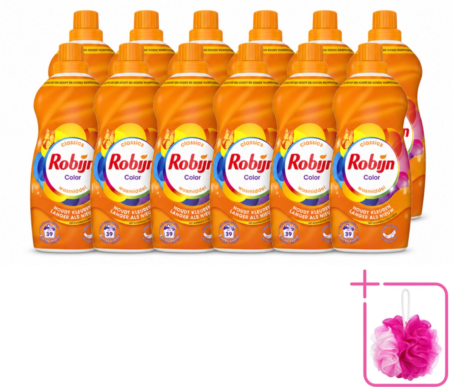 12 x Robijn – Vloeibaar Wasmiddel – Klein & Krachtig Color – 1,19 L - Bulkverpakking - Kleurbehoud - Douchemop - Kleurherstel
