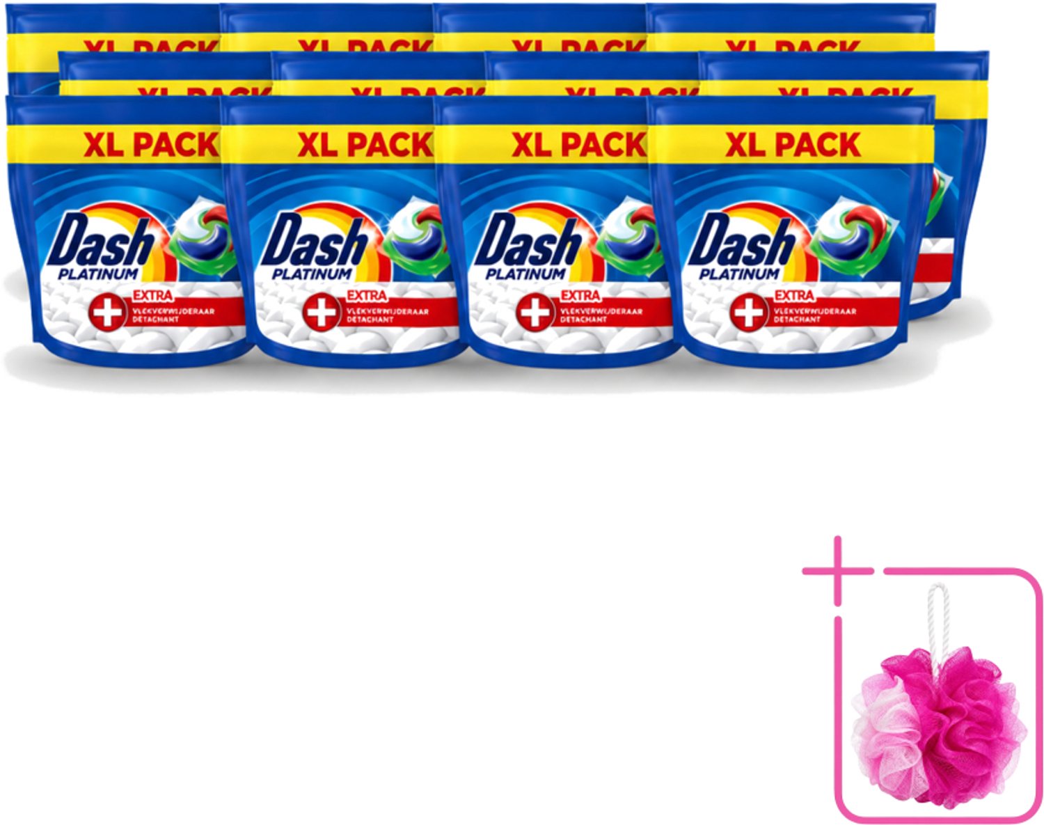 12 x Dash – Wasmiddelcapsules – 4in1 Pods + Extra Vlekkenverwijderaar – 35 capsules - Bulkverpakking - Wasmiddel - Douchemop - Vlekverwijdering