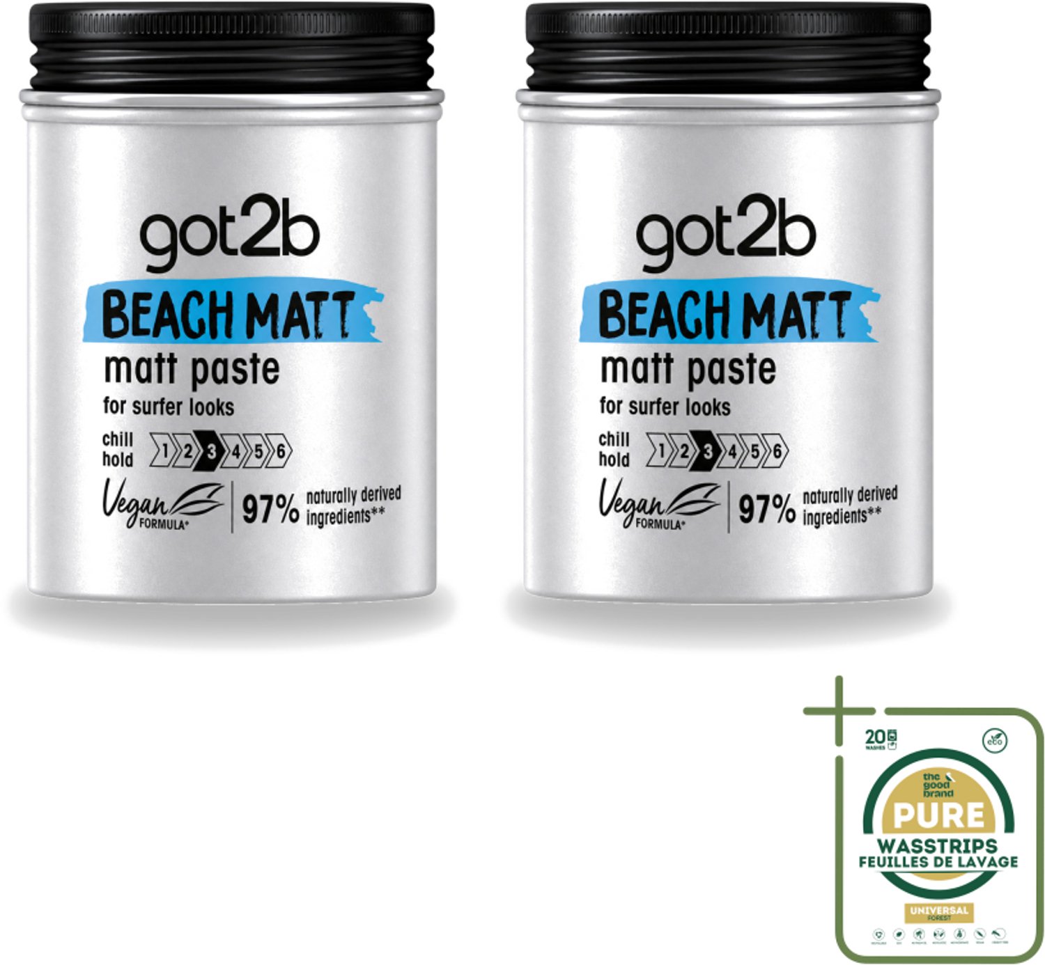 2 x Got2B - Styling Paste - Beach Matt - 100 ml - Beach Look - Matte Styling Paste - Surfer Look - Natuurlijke Styling Paste - Vegan Styling Paste