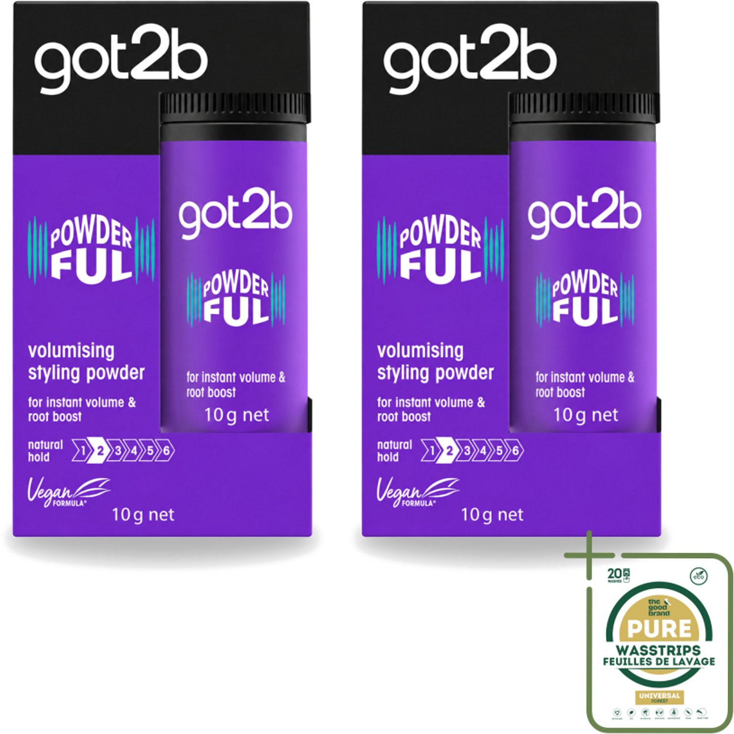 2 x Got2B - Stylingpoeder - Powderful - 10 g - Haarvolumepoeder - Haartextuur - Haarkleur - Haarkleuring - Haartekstuur