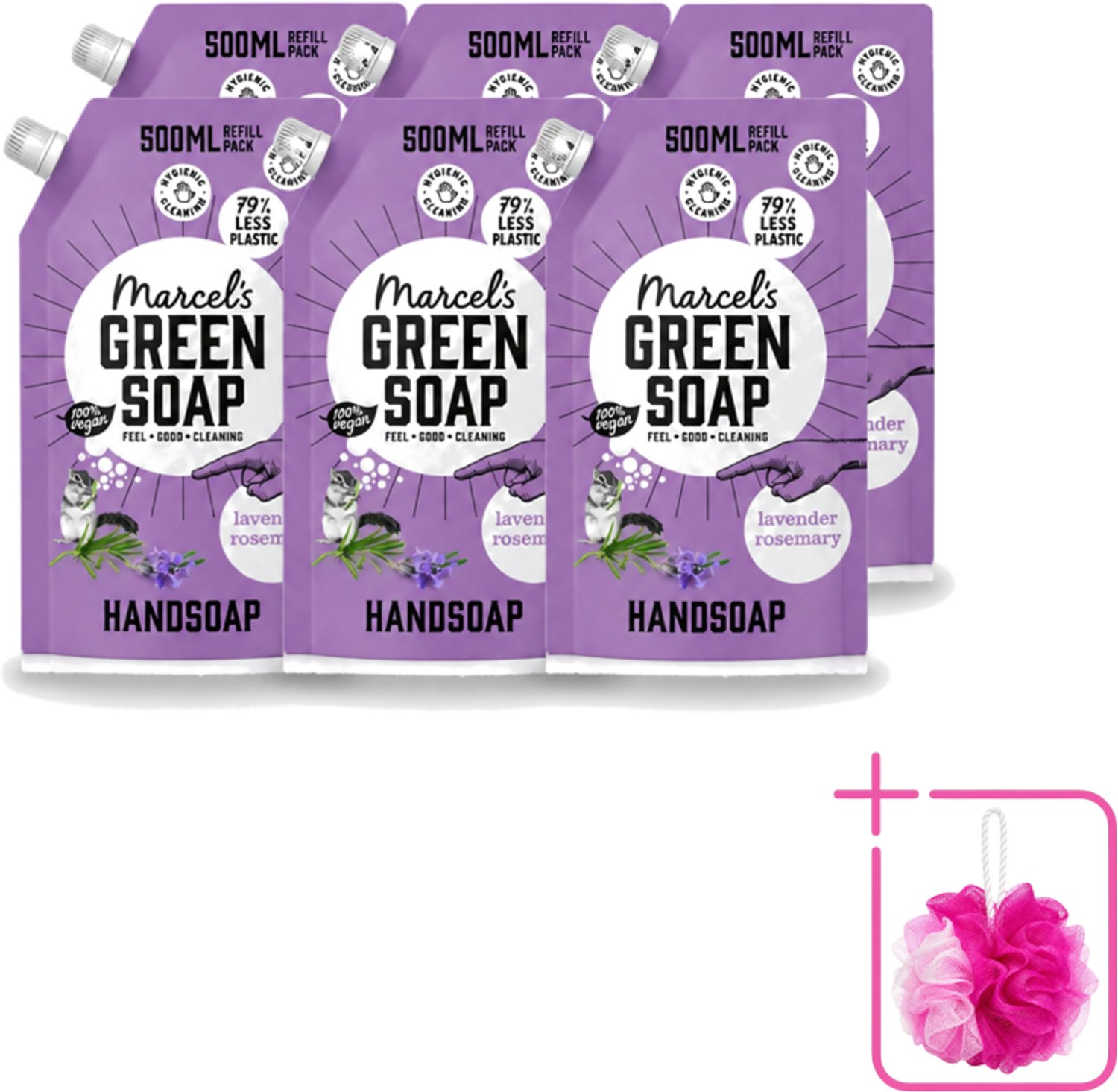 6 x Marcel’s Green Soap – Handzeep Navulling – Lavendel & Rozemarijn – 500 ml - Bulkverpakking - Handzeep - Douchemop - Natuurlijke handzeep