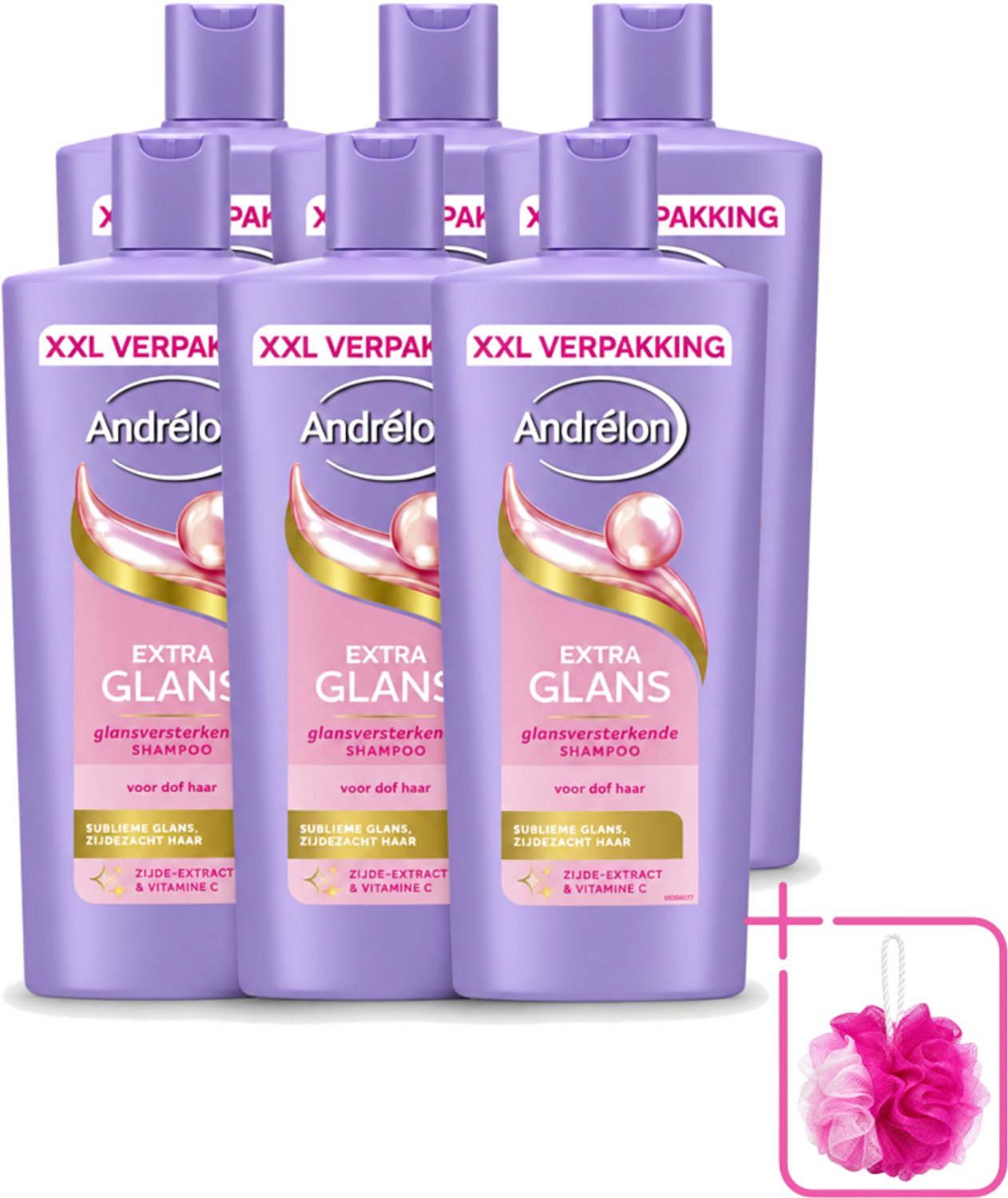 6 x Andrélon – Shampoo – Extra Glans – 685 ml - Bulkverpakking - Glans haar - Douchemop - Zijde extract