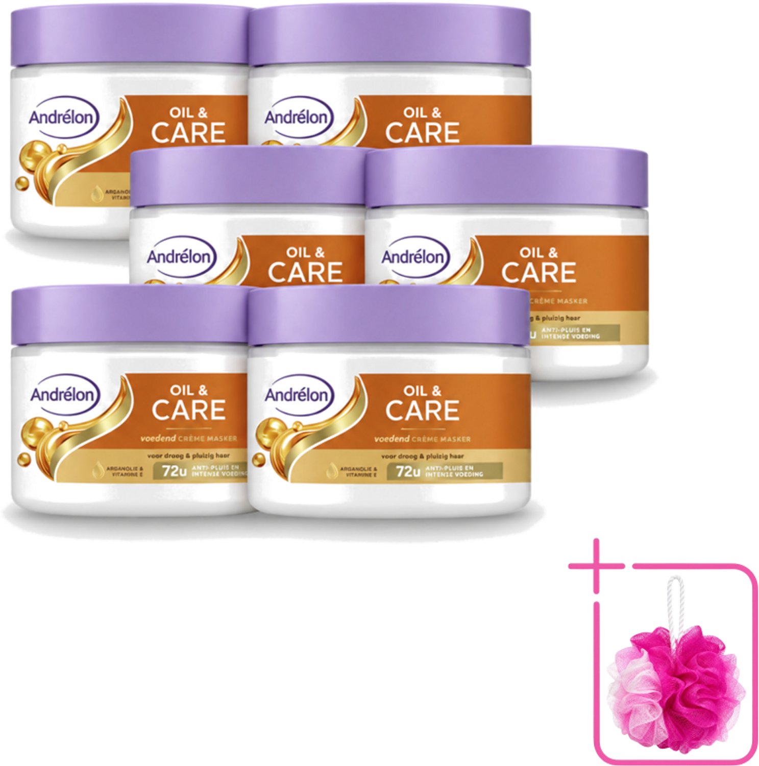 6 x Andrélon – Crème Haarmasker – Oil & Care – 300 ml - Bulkverpakking - Haarmasker - Douchemop - Droog haar