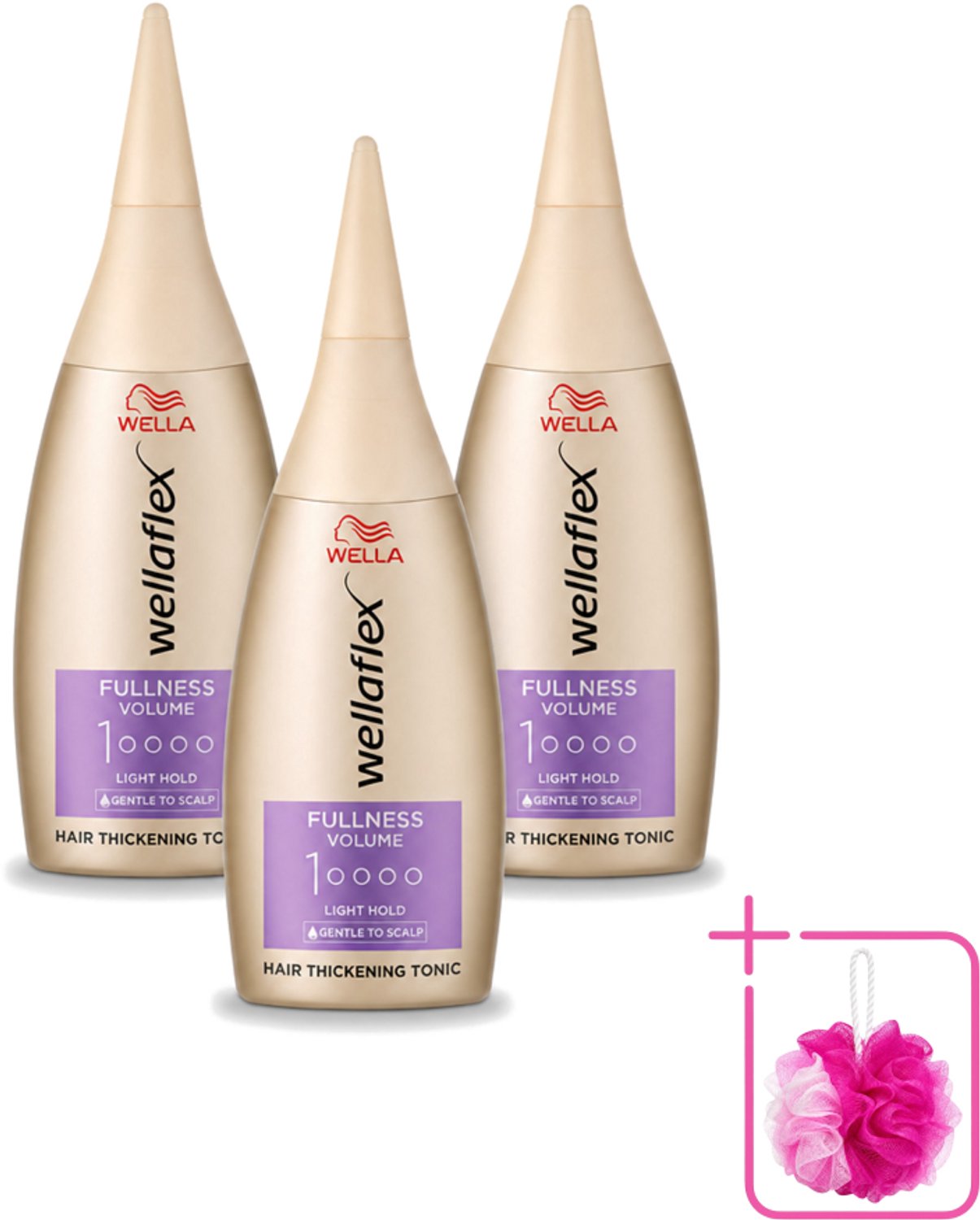 3 x Wella – Flex Fullness Volume – Haar Tonic – 100 ml - Bulkverpakking - Haarverdikker - Douchemop - Volume