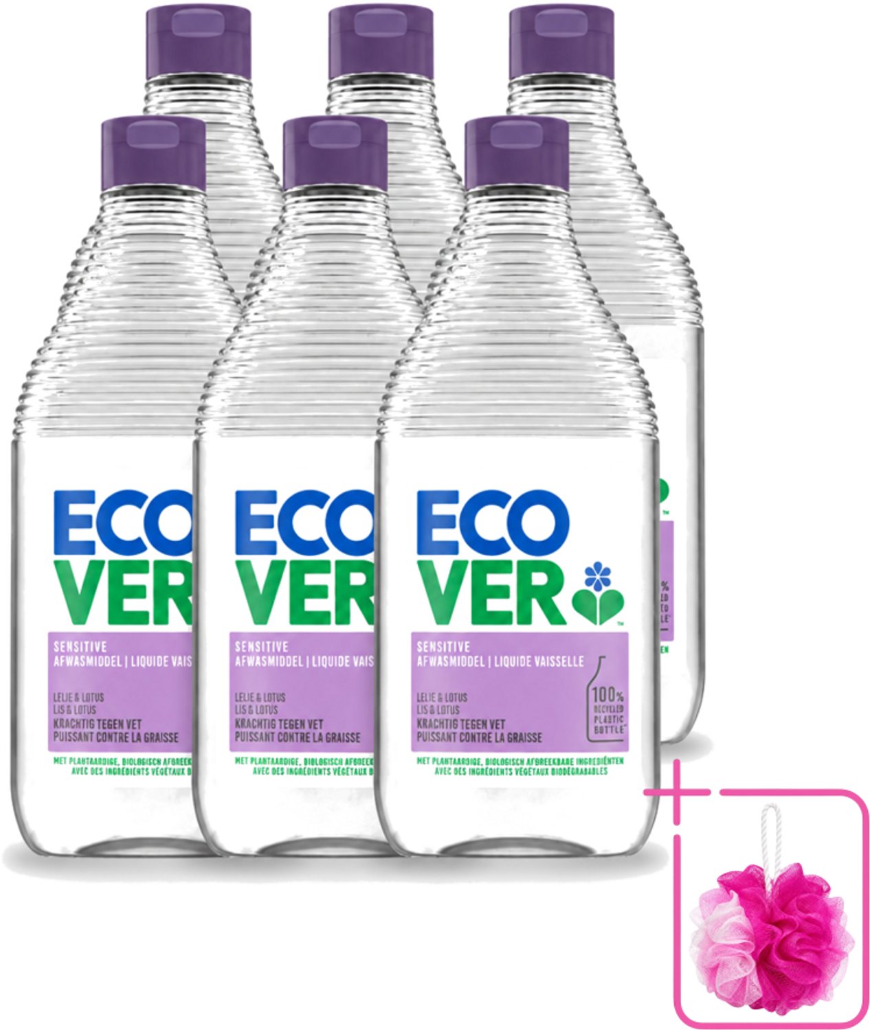 6 x Ecover - Afwasmiddel - Lelie & Lotus - 450 ml - Bulkverpakking - Afwasmiddel - Plantaardig afwasmiddel