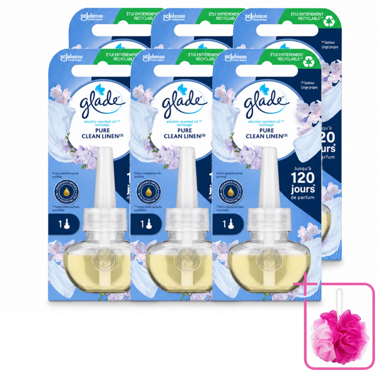 6 x Glade - Navulling Elektrische Olie - Pure Clean Linen - Zonder Houder - Bulkverpakking - Geur - Douchemop - Linen