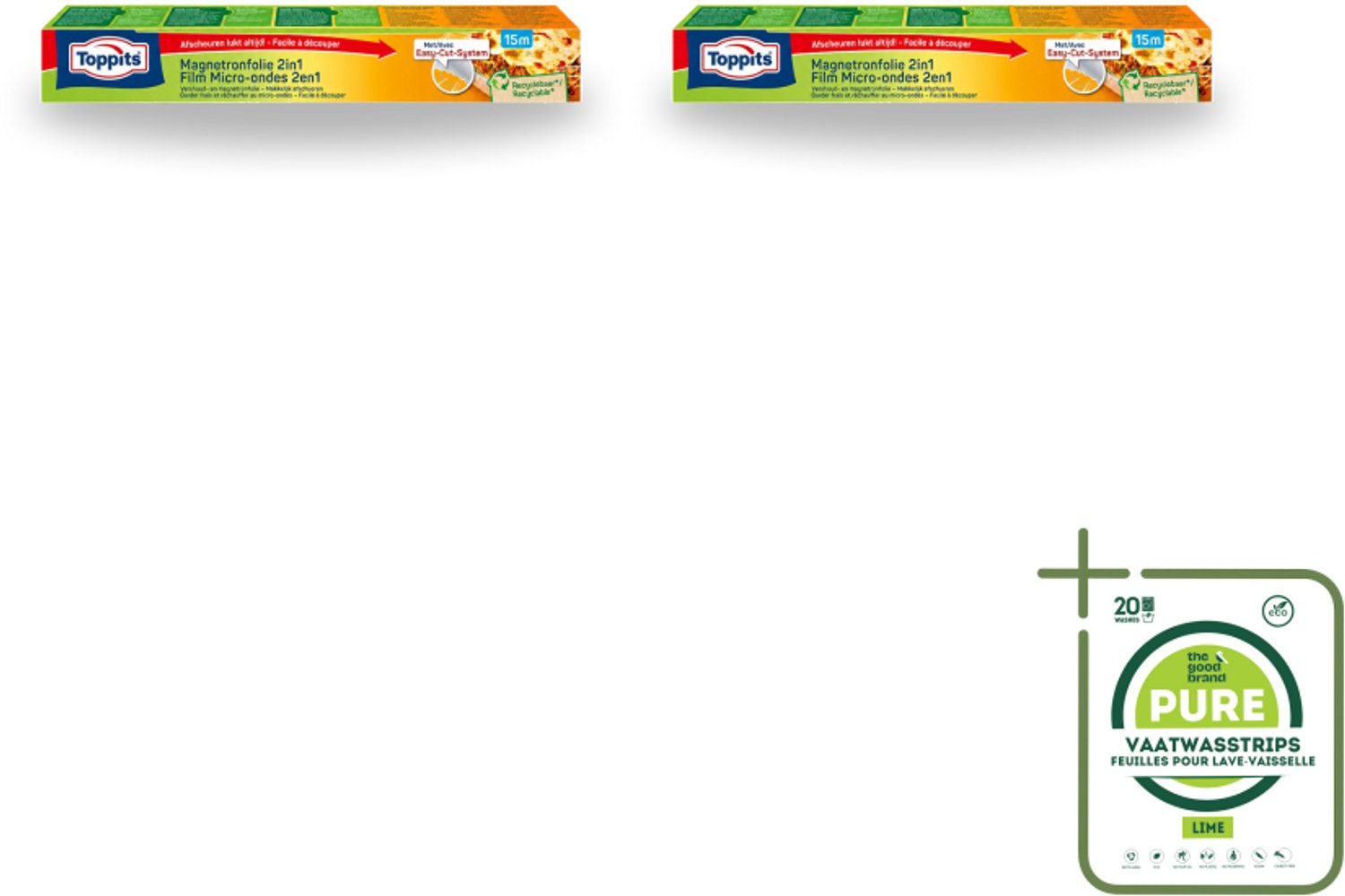 2 x Toppits – Magnetronfolie 2-in-1 – 15 m - Grootverpakking - Vaatwasstrips - Magnetronfolie - Bewaren - Opwarmen - Stoomafgifte - Versheid