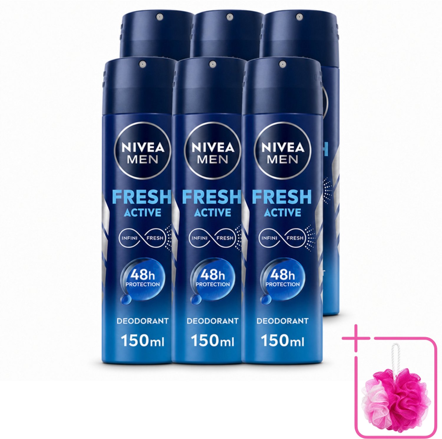 6 x NIVEA MEN - Deodorant Spray - Fresh Active - 150 ml - Bulkverpakking - Frisheid - Zweet