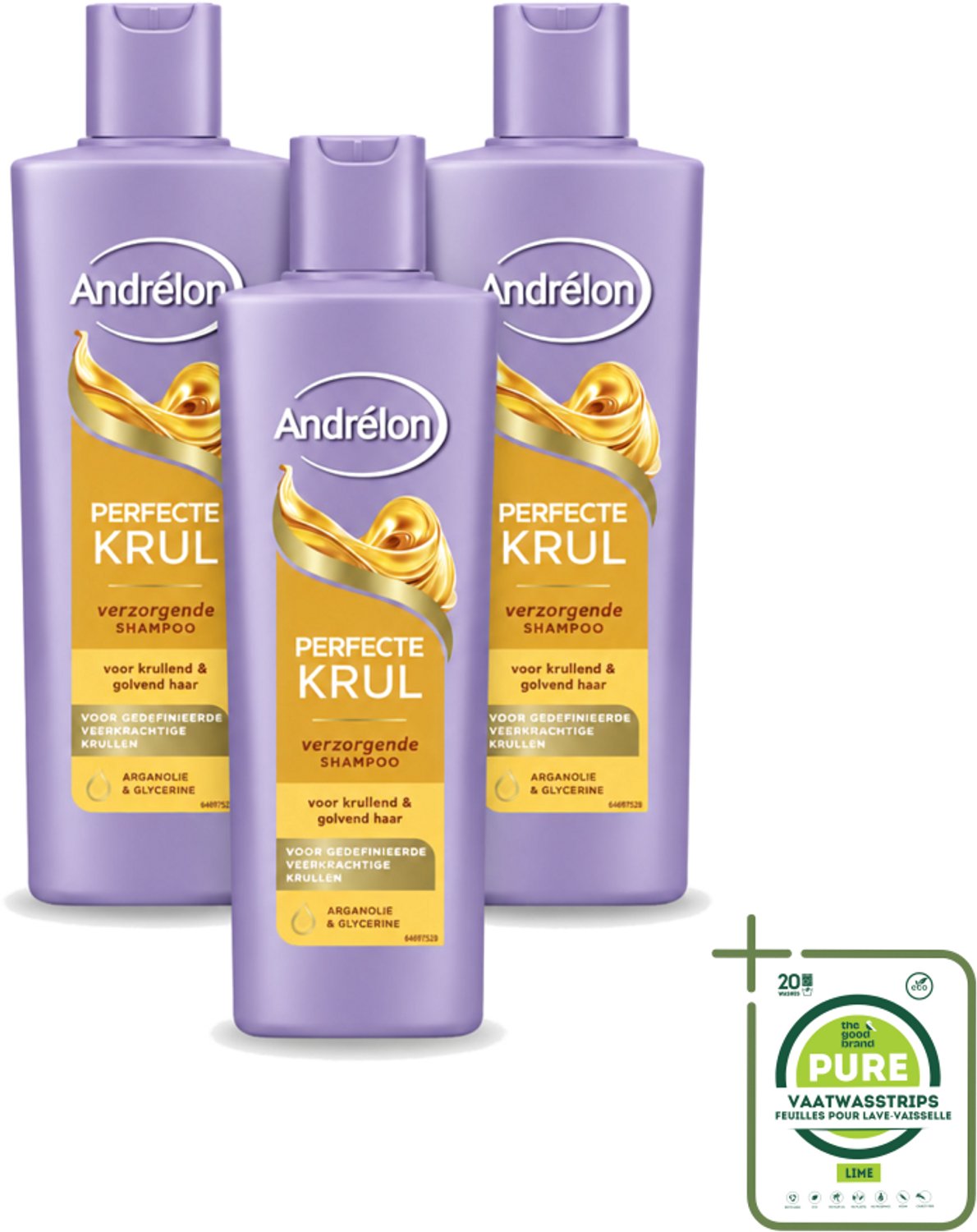 3 x Andrélon – Shampoo – Perfecte Krul – 250 ml - Grootverpakking - Vaatwasstrips - Krullen Verzorging - Krulshampoo - Krulverzorging - Pluisvrij Haar - Kruldefinitie
