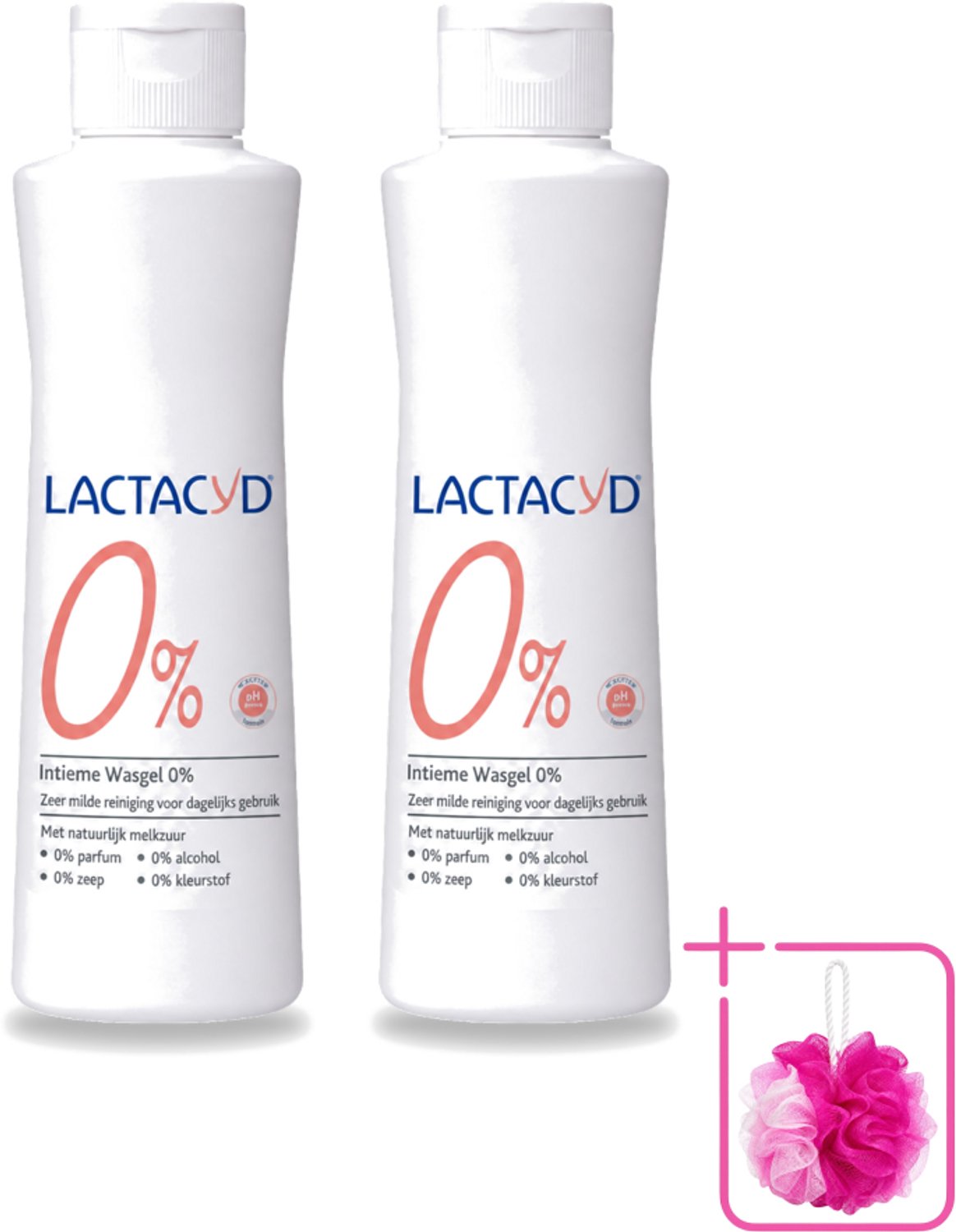 2 x Lactacyd – 0% – Milde Wasgel – 250 ml - Bulkverpakking - Intieme wasgel - Douchemop - Gevoelige huid