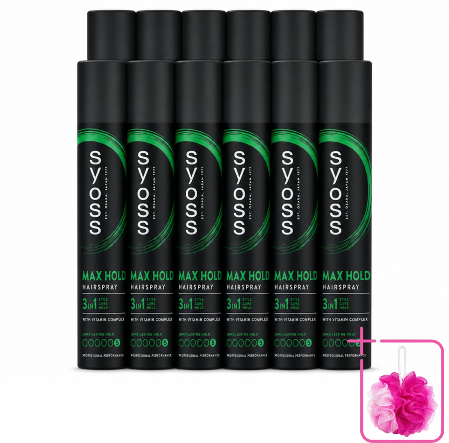 12 x Syoss - Max Hold - Haarspray - 300 ml - Bulkverpakking - Haarspray - Douchemop - Fixatie