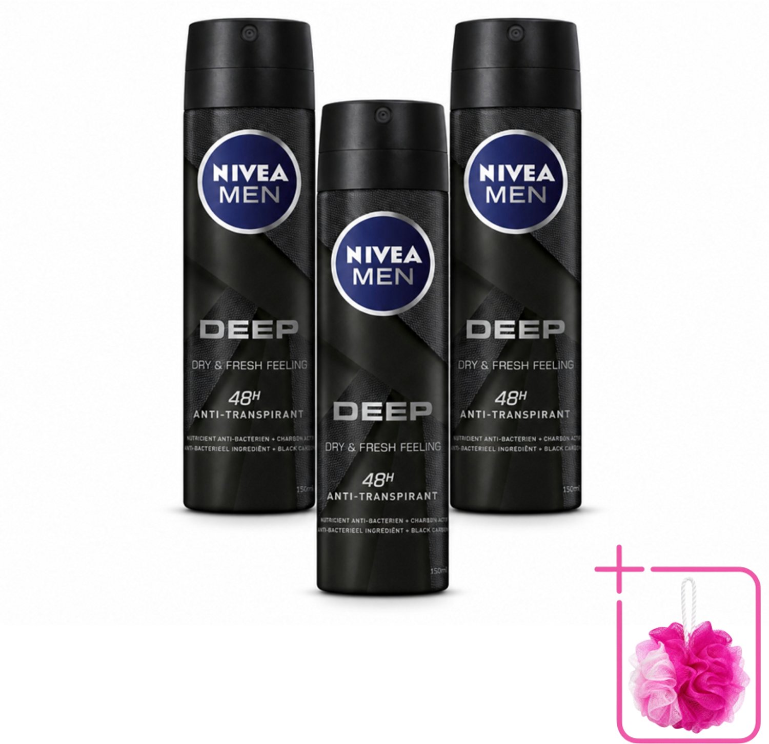 3 x NIVEA MEN – Deodorant spray – Deep – 150 ml - Bulkverpakking - Anti-transpirant spray - Zweetgeur