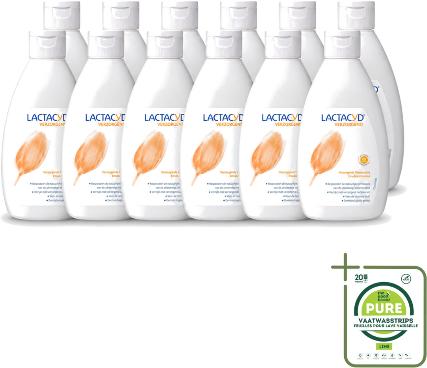 12 x Lactacyd – Verzorgende Wasemulsie – pH-vriendelijk – 300 ml - Grootverpakking - Intieme Wasemulsie - Milde Intieme Verzorging - Zeepvrij - PH-vriendelijk - Gevoelige Huid