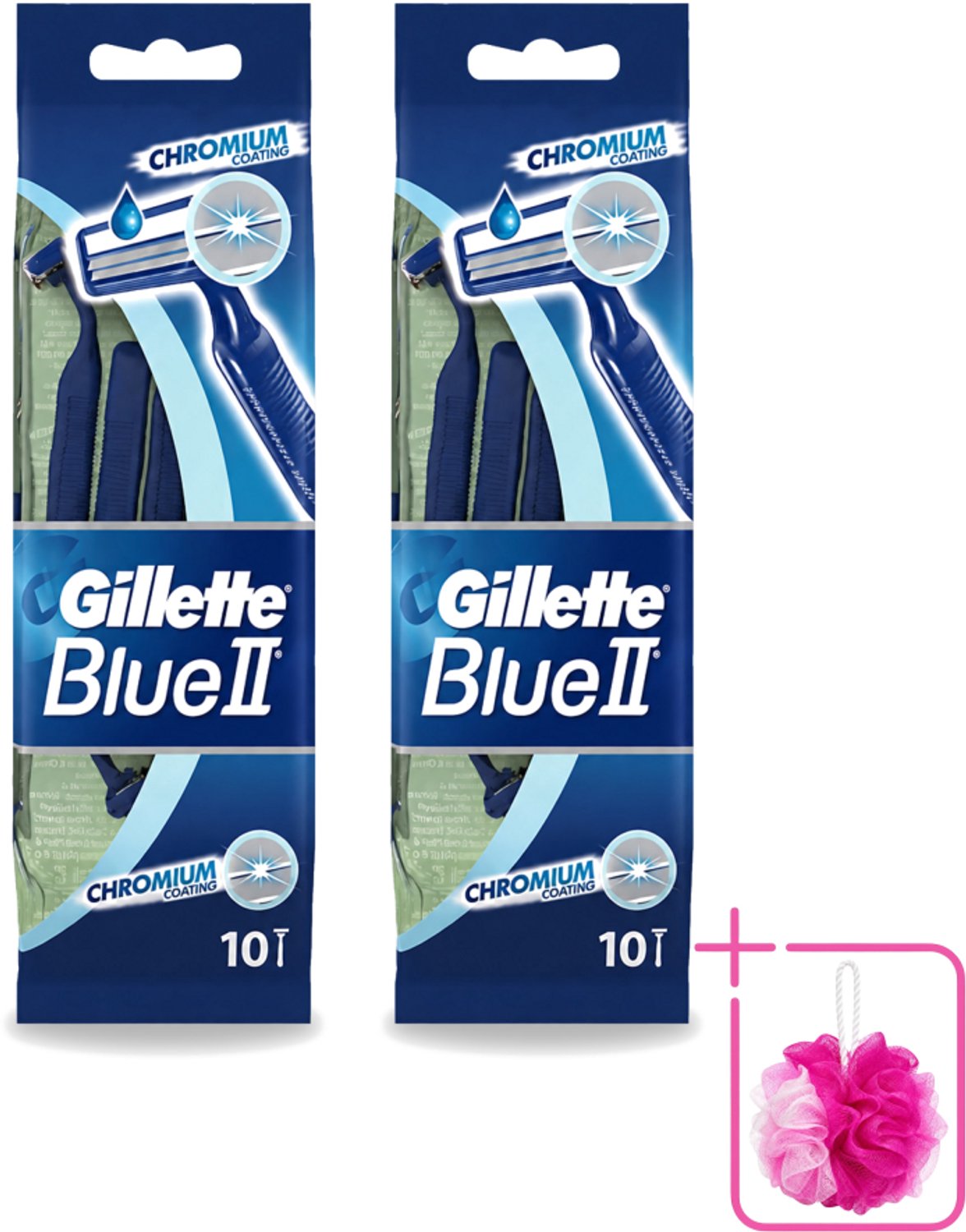 2 x Gillette - Blue 2 - Wegwerpscheermesjes - Chromium Coating - 10 Scheermesjes - Bulkverpakking - Scheermesje - Wegwerpscheermesje