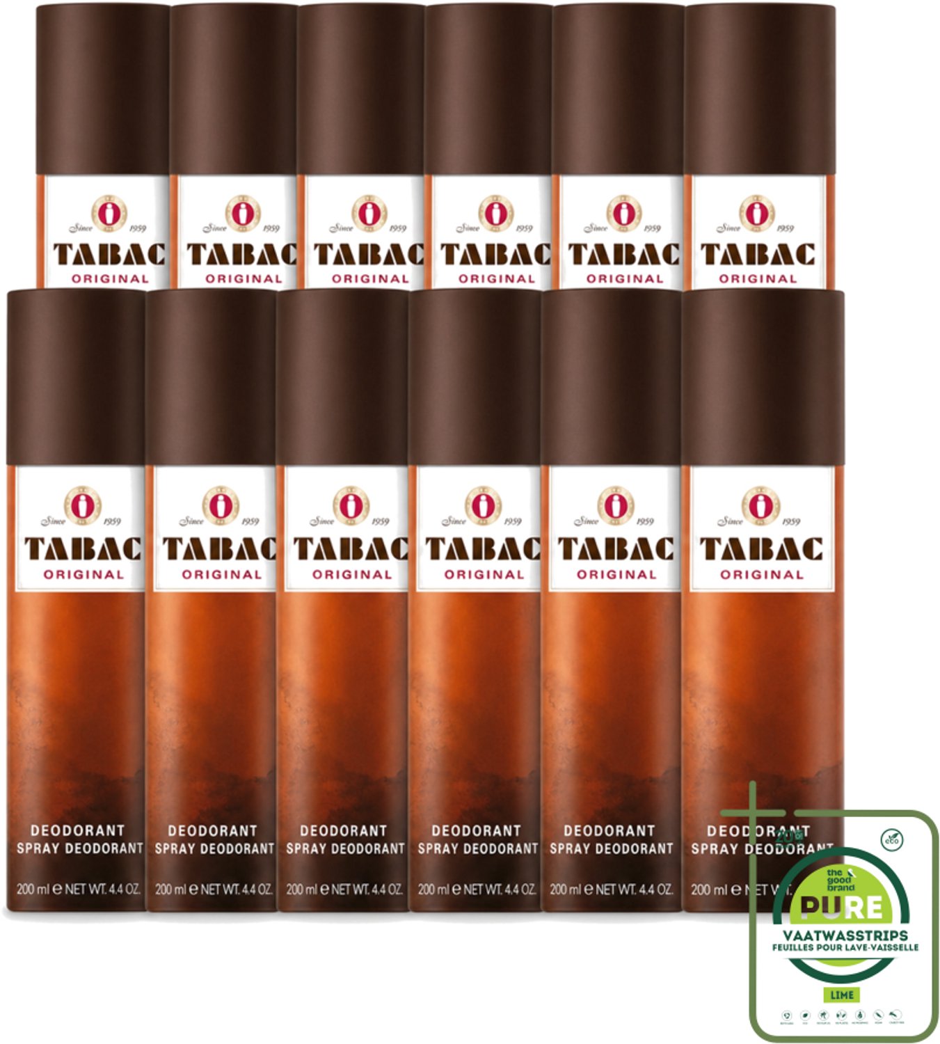 12 x Tabac Original - Deodorant Spray - Anti-transpirant - 200 ml - Grootverpakking - Deodorant Spray - Anti-transpirant - Zweetvermindering - Geur - Mannelijkheid