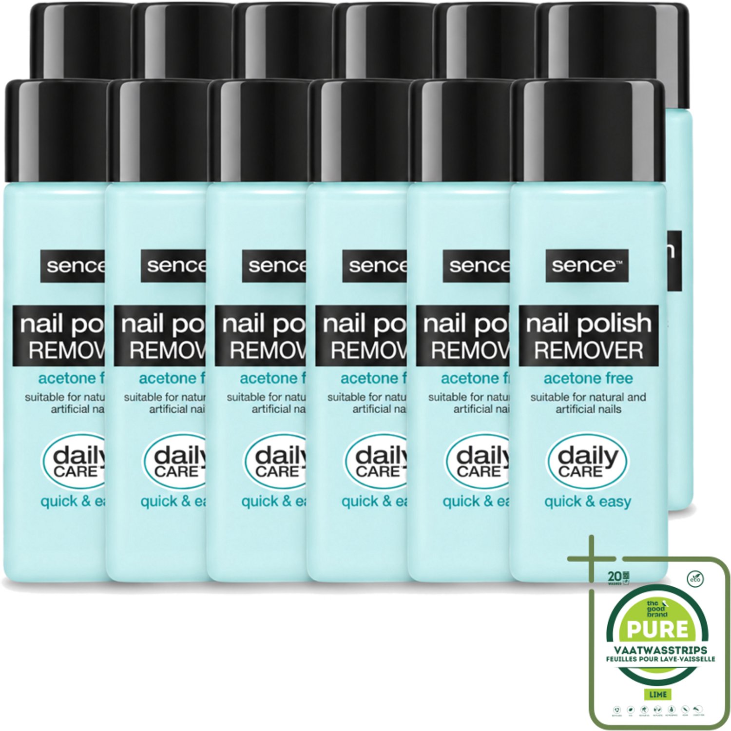 12 x Sence - Acetonvrij - Nagellakremover - Pompflacon - 175 ml - Grootverpakking - Nagellak Verwijderen - Acetonvrije Nagellakremover - Nagellak Verwijderen Pomp - Nagellak Verwijderen Zonder Aceton - Nagellak Verwijderen Voor Natuurlijke Nagels