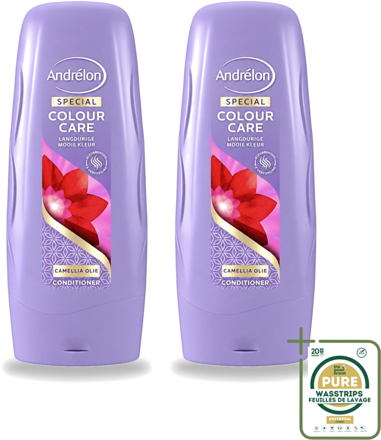 2 x Andrélon - Colour Care - Camellia Olie - Conditioner - Kleurbehoud - 300 ml - Wasstrips - Kleurbehoud - Gekleurd Haar - Camellia-olie - Sulfaatvrije Conditioner - Haar Verzorging