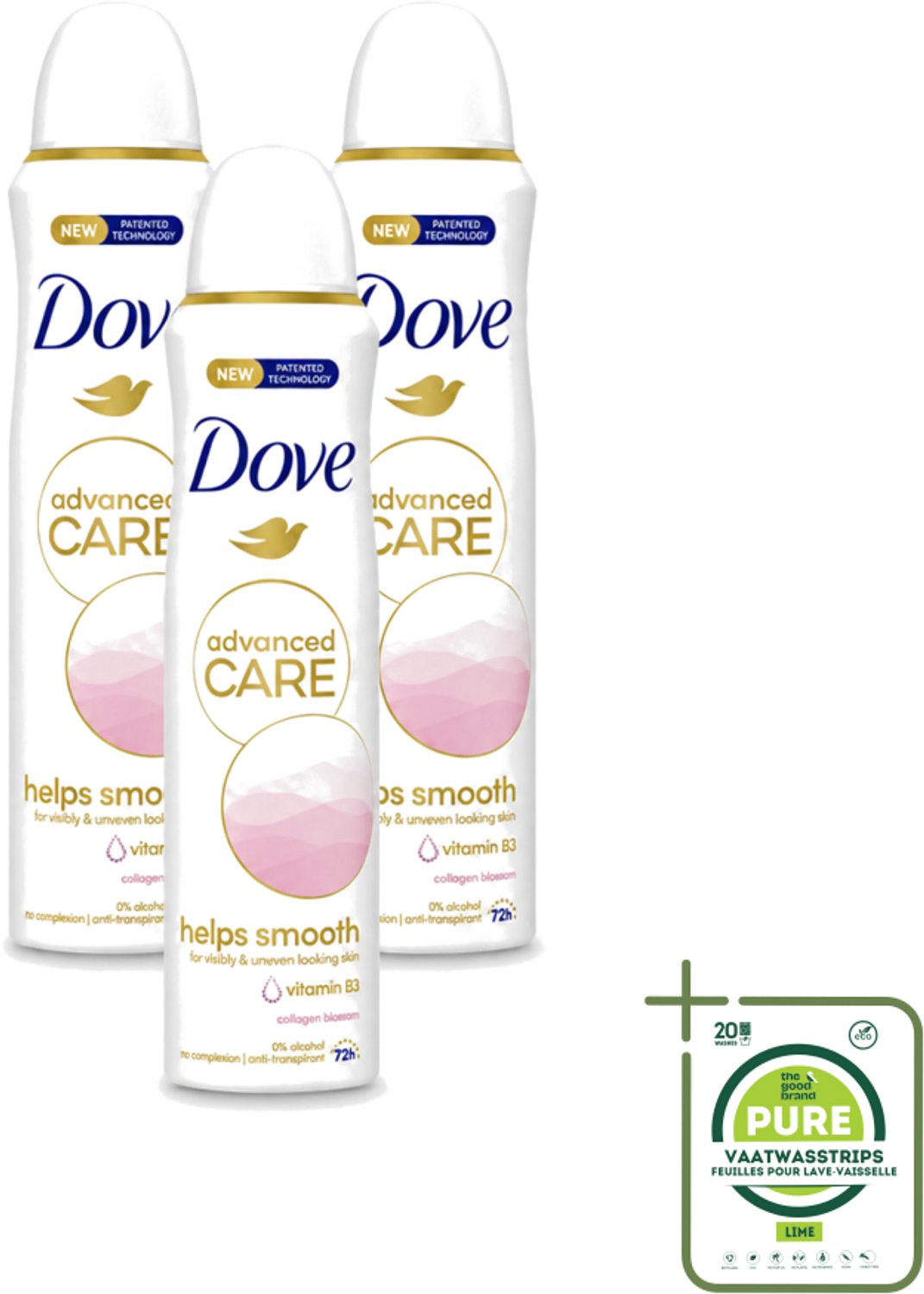 3 x Dove – Deodorant Spray – Helps Smooth Advanced Care – 150 ml - Grootverpakking - Deodorant Spray - Okselhuid Verzorging - Huidverzorging - Alcoholvrije Deodorant - Comfortabele Huid