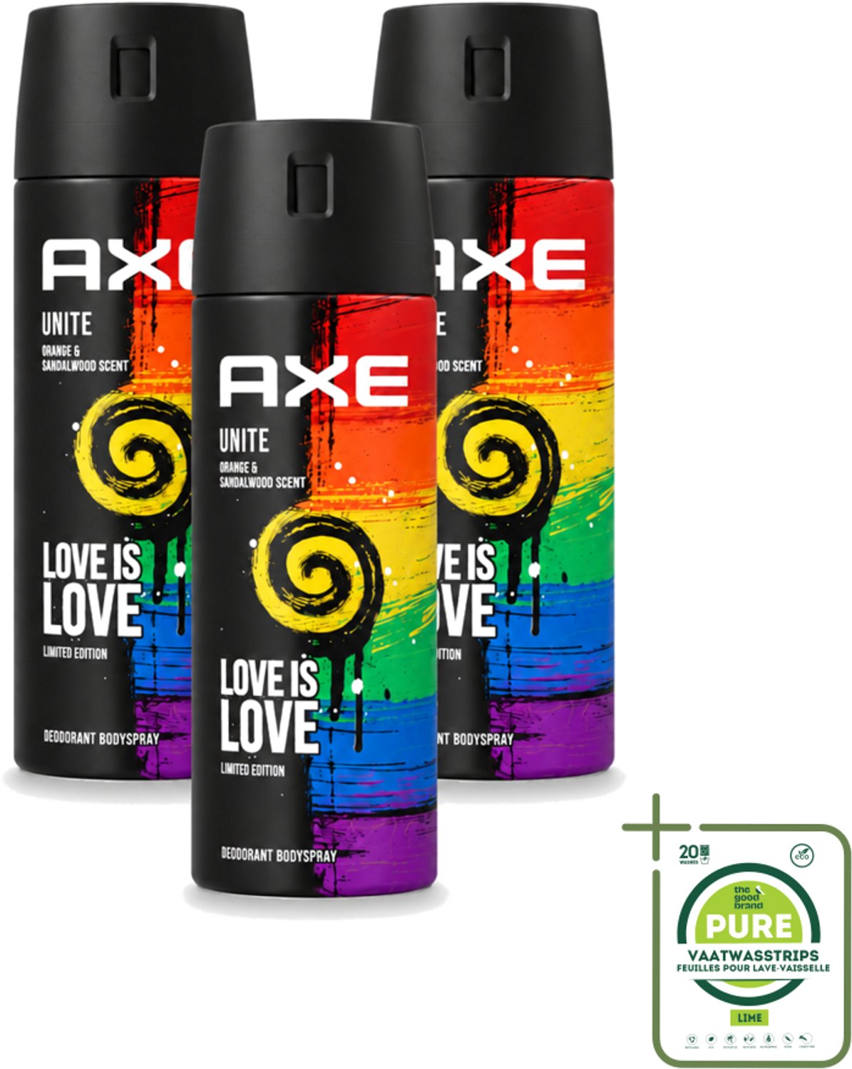 3 x Axe – Deodorant Spray – Unite – 150 ml - Grootverpakking - Deodorant Spray - Zweetgeur Bestrijding - Mannelijke Geur - Frisse Geur - Dagelijks Gebruik