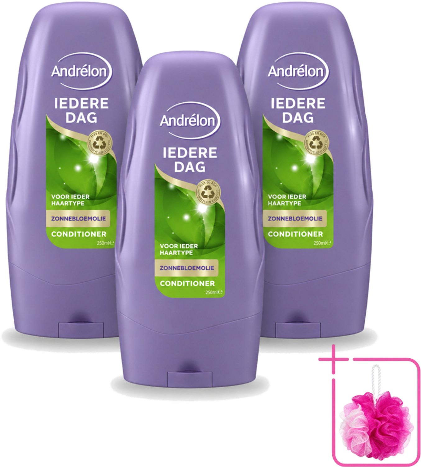 3 x Andrélon - Iedere Dag - Conditioner - Voor Dagelijks Gebruik - 250 ml - Bulkverpakking - Haarkleur - Douchemop - Haarverzorging