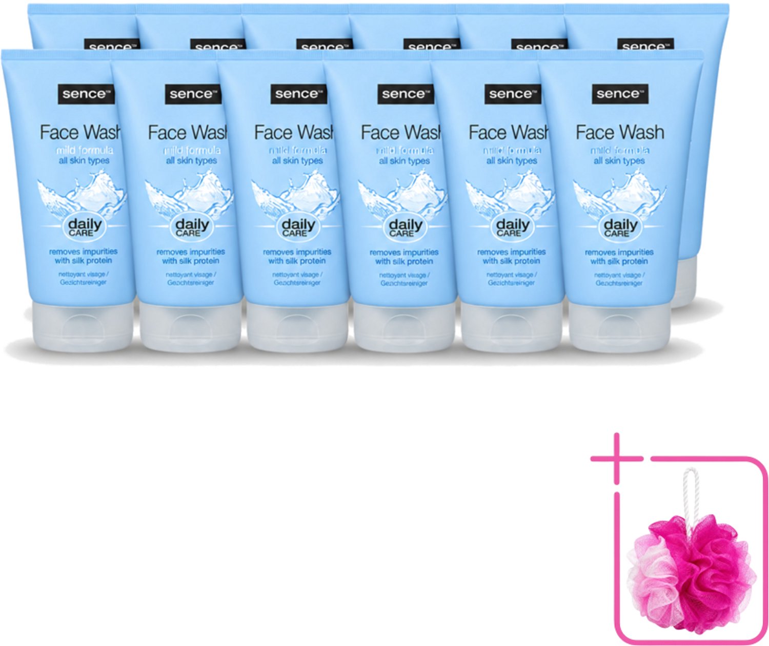12 x Sence - Alle Huidtypes - Face Wash - Verfrissend - 150 ml - Bulkverpakking - Face wash - Douchemop - Huid reinigen