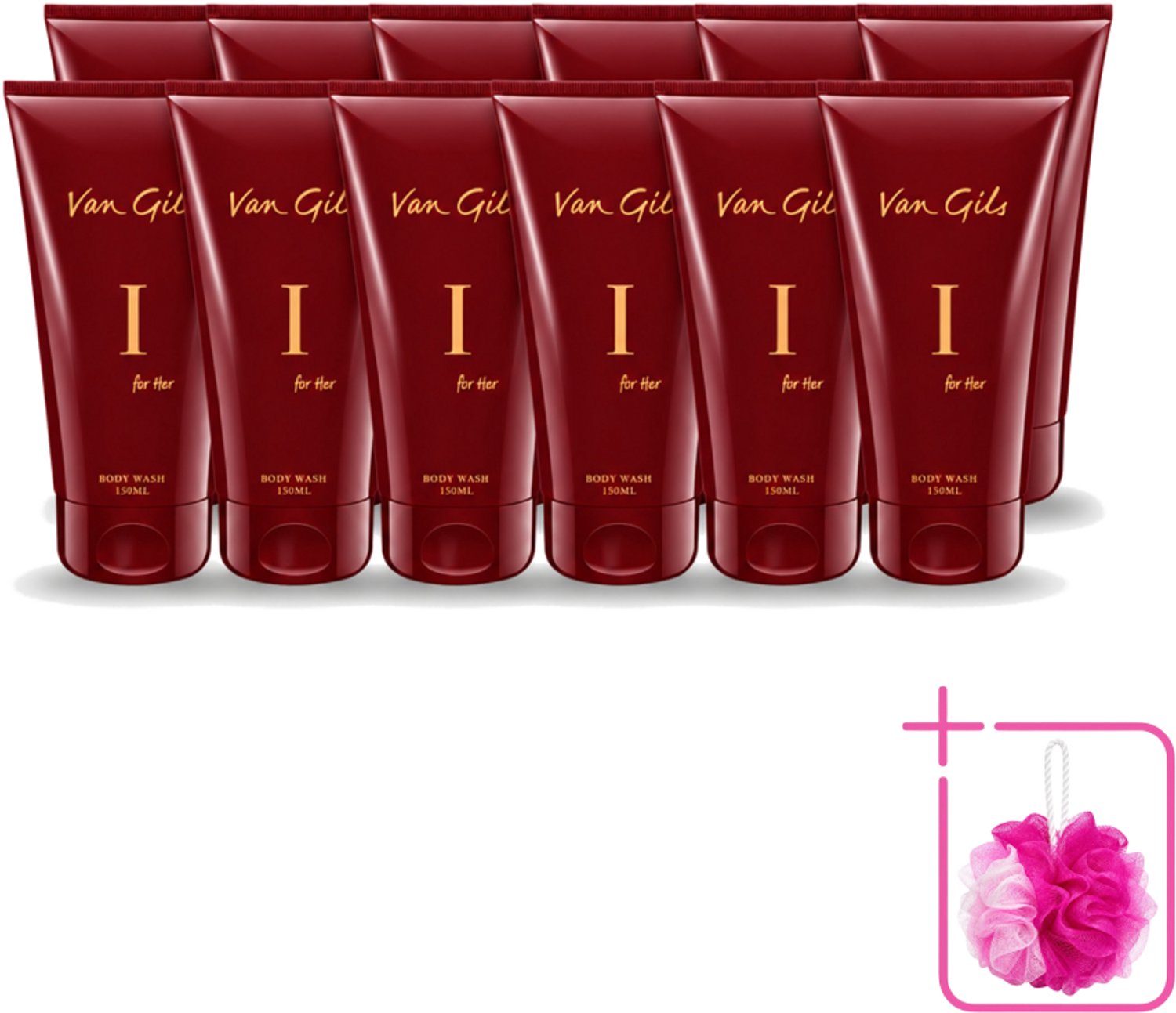 12 x Van Gils - Douchegel - I for Her - Zachte Reiniging & Luxe Geurbeleving - 150 ml - Bulkverpakking - Douchegel vrouwelijk - Douchemop - Reiniging huid