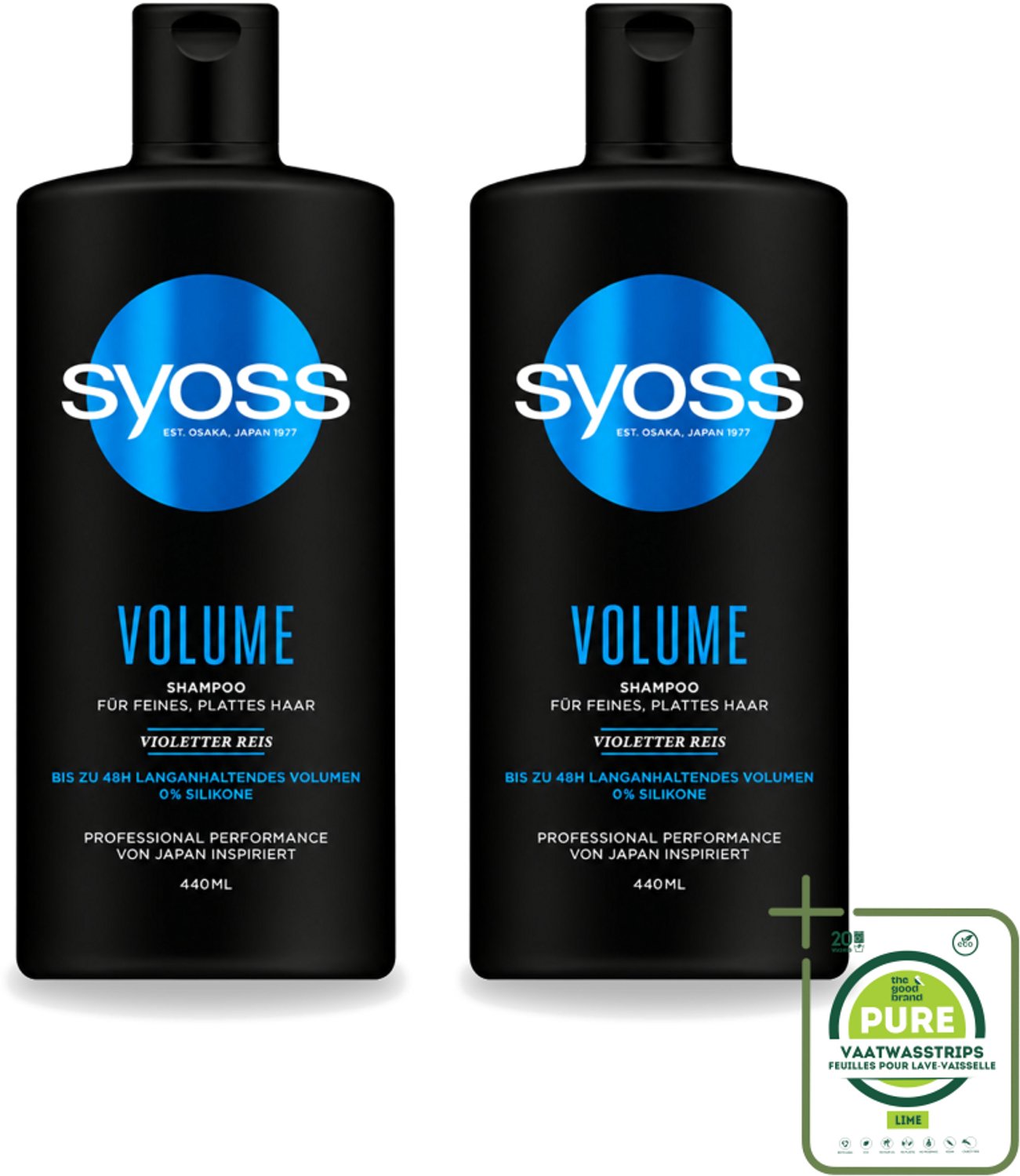 2 x Syoss – Shampoo – Volume – 440 ml - Grootverpakking - Vaatwasstrips - Volume Shampoo - Fijn Haar Shampoo - Slap Haar Shampoo - Lift Haar - Body Haar