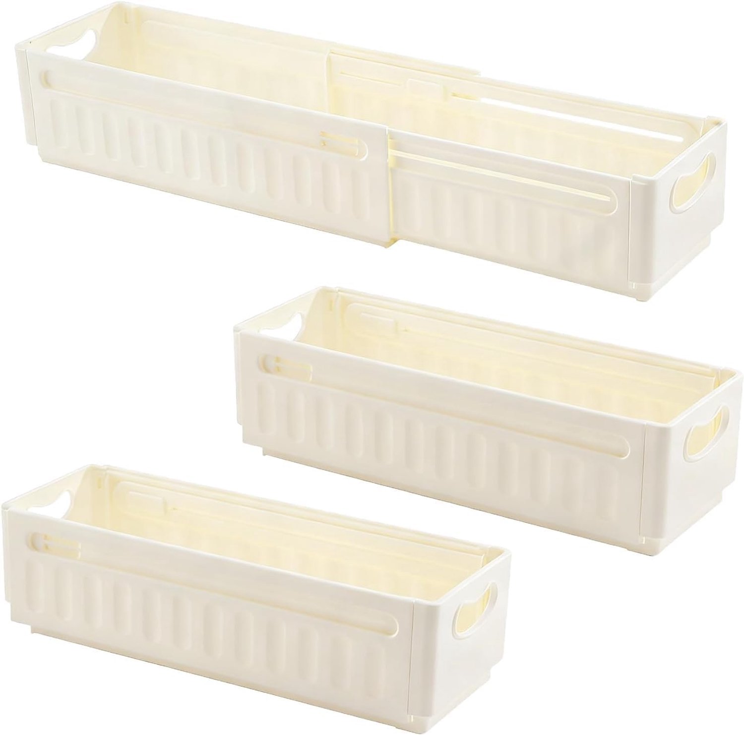 Opvouwbare en Stapelbare Plastic Opbergdozen, Set van 3, Ideaal voor Organisatie en Opslag