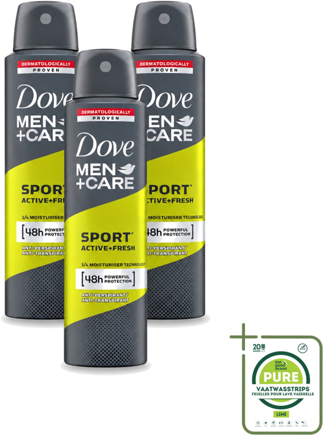 3 x Dove - Deodorant - Men Care Sport Active Fresh - Verfrissend en energiek - 150 ml - Grootverpakking - Sport Deodorant - Actieve Mannen - Zweetgeur Bestrijding - Frisse Geur - Huidbescherming