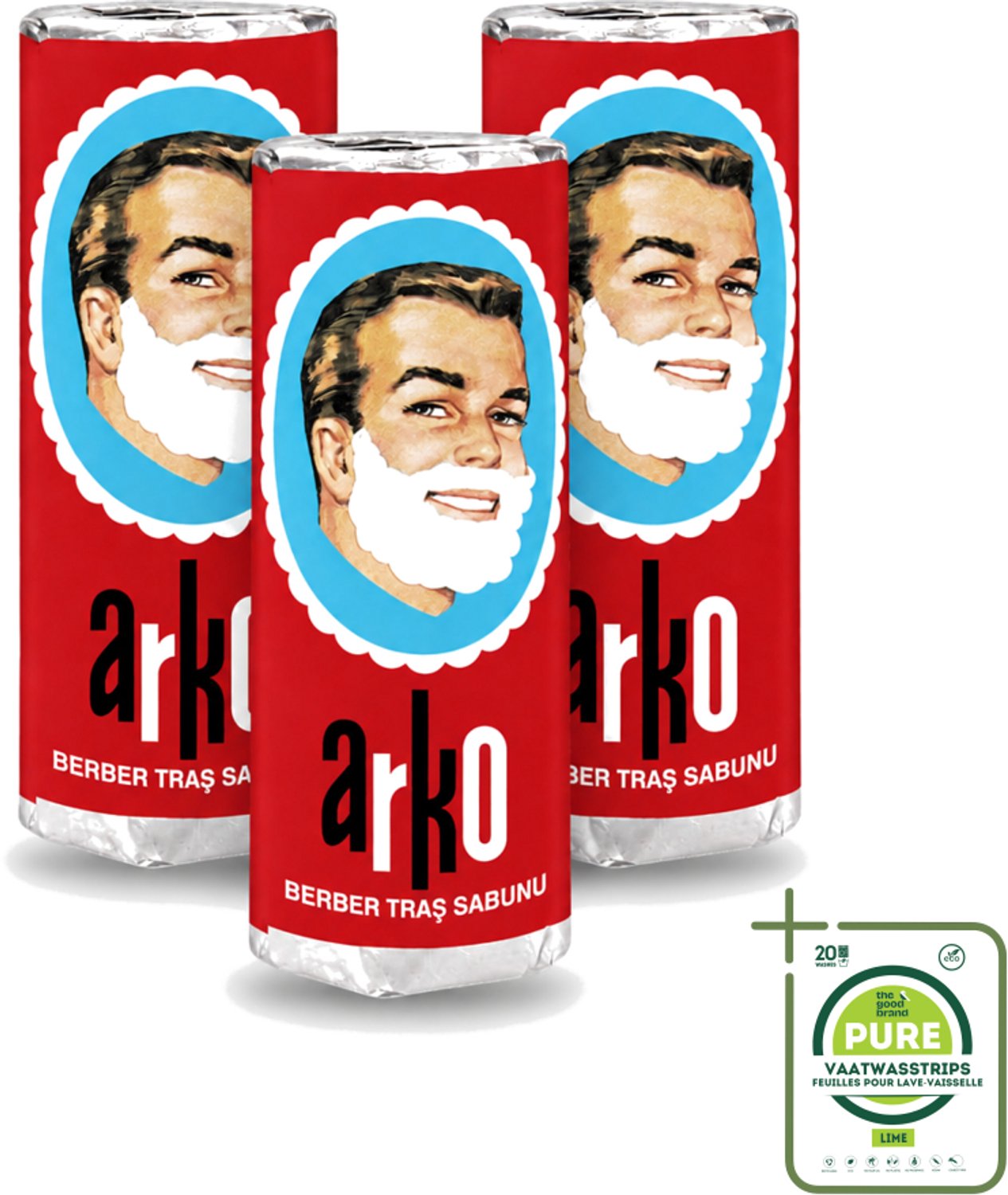 3 x Arko - Scheerzeep - Verzorgt en Beschermt de Huid - 75 ml - Grootverpakking - Vaatwasstrips - Scheerzeep - Schuim - Traditioneel Scheren - Scheermes Bescherming - Turkse Scheerzeep