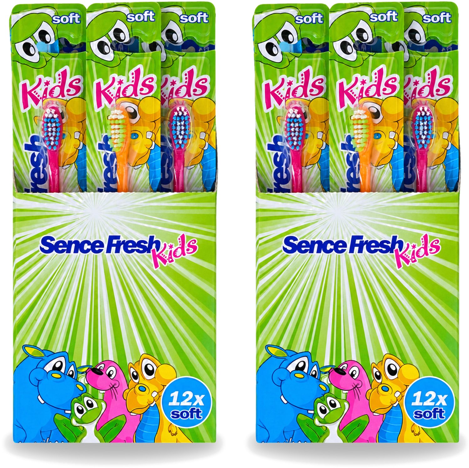 2 x Sence - Fresh Kids Soft - Tandenborstels - Zacht - 12 Tandenborstels - Voordeelverpakking - 2 stuks
