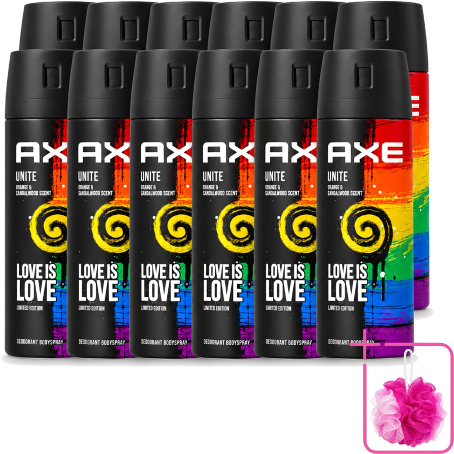 12 x Axe – Deodorant Spray – Unite – 150 ml - Bulkverpakking - Deodorant spray - Douchemop - Zweetgeur bestrijding