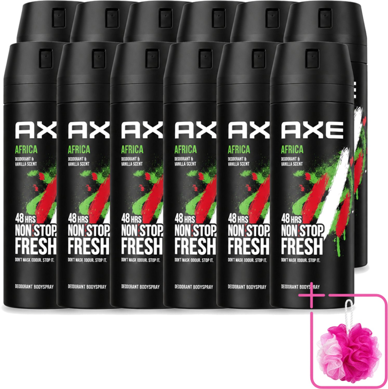 12 x Axe – Deodorant Spray – Africa – 150 ml - Bulkverpakking - Axe deodorant - Douchemop - Deodorant spray
