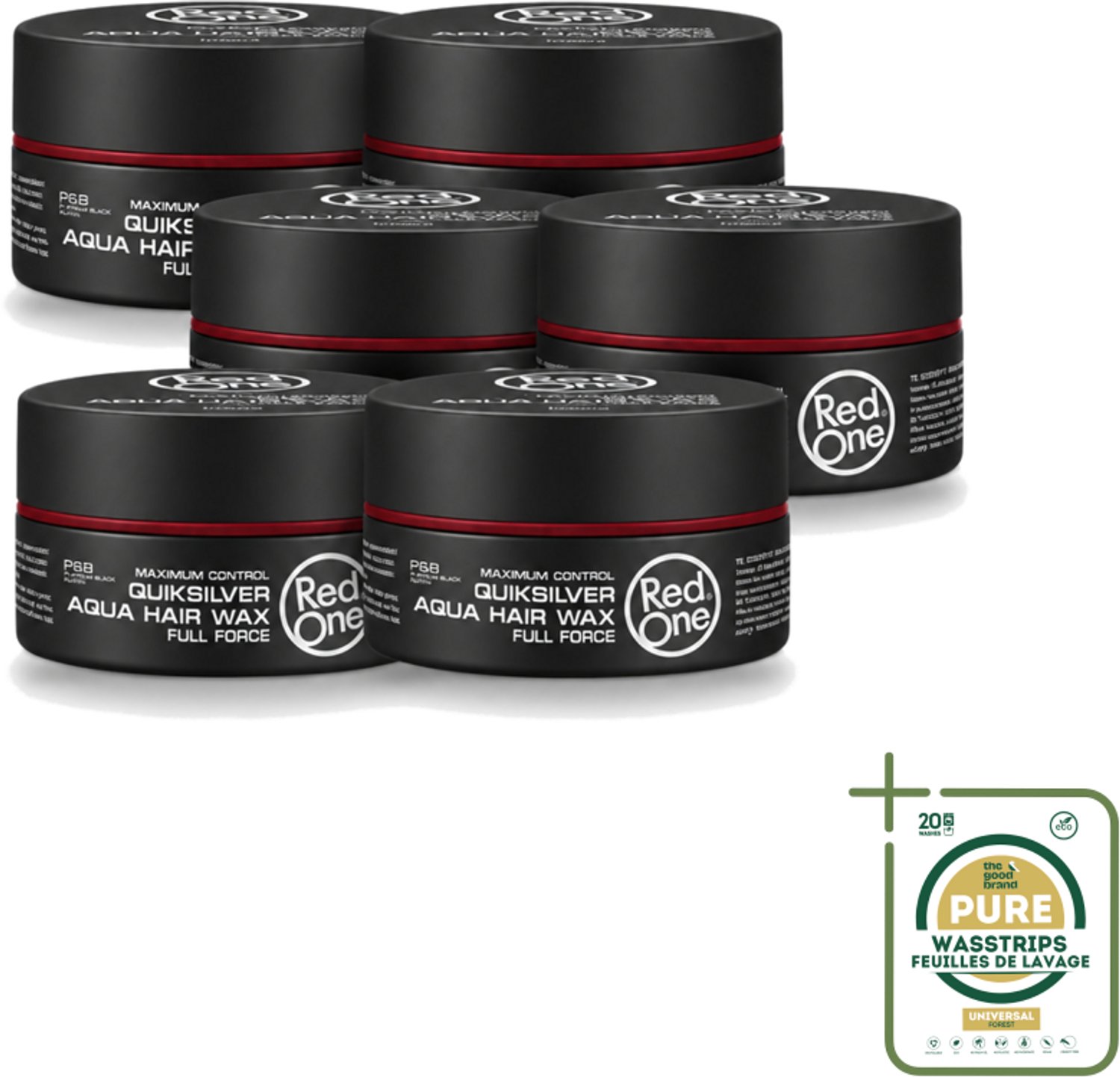 6 x Red One - Haarwax - Quicksilver - Aqua Hair Wax - Voor Sterke Hold & Glans - 150 ml - Haarwax - Hold - Glans - Waterbasis - Restylen