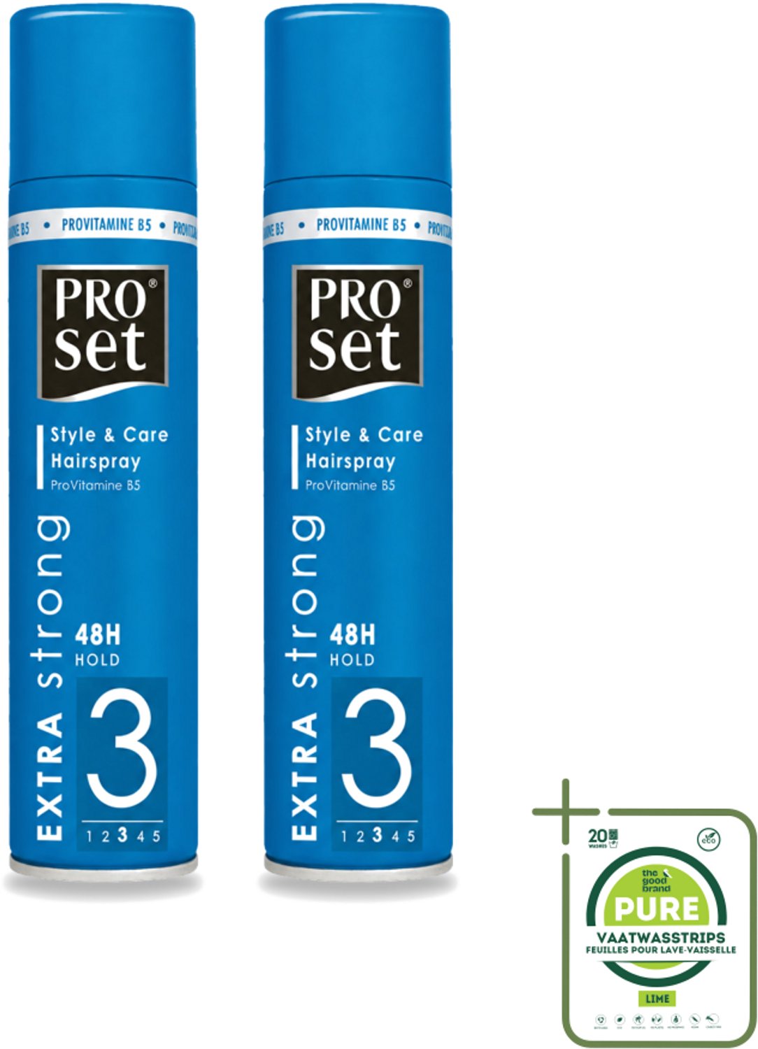 2 x Proset - Haarspray - Extra Sterk - 48 uur Werking - 300 ml - Grootverpakking - Haarspray - 48 Uur Fixatie - Extra Sterk - ProVitamine B5 - Haarkapsel