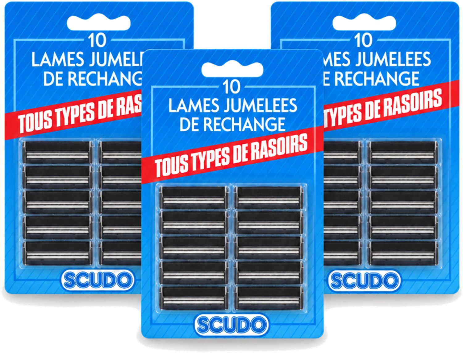 3 x Scudo - Scheermesjes - 2 Scheerbladen - Vervangmesjes voor Gillette G2 & Contour - 10 Mesjes - Voordeelverpakking - 3 stuks