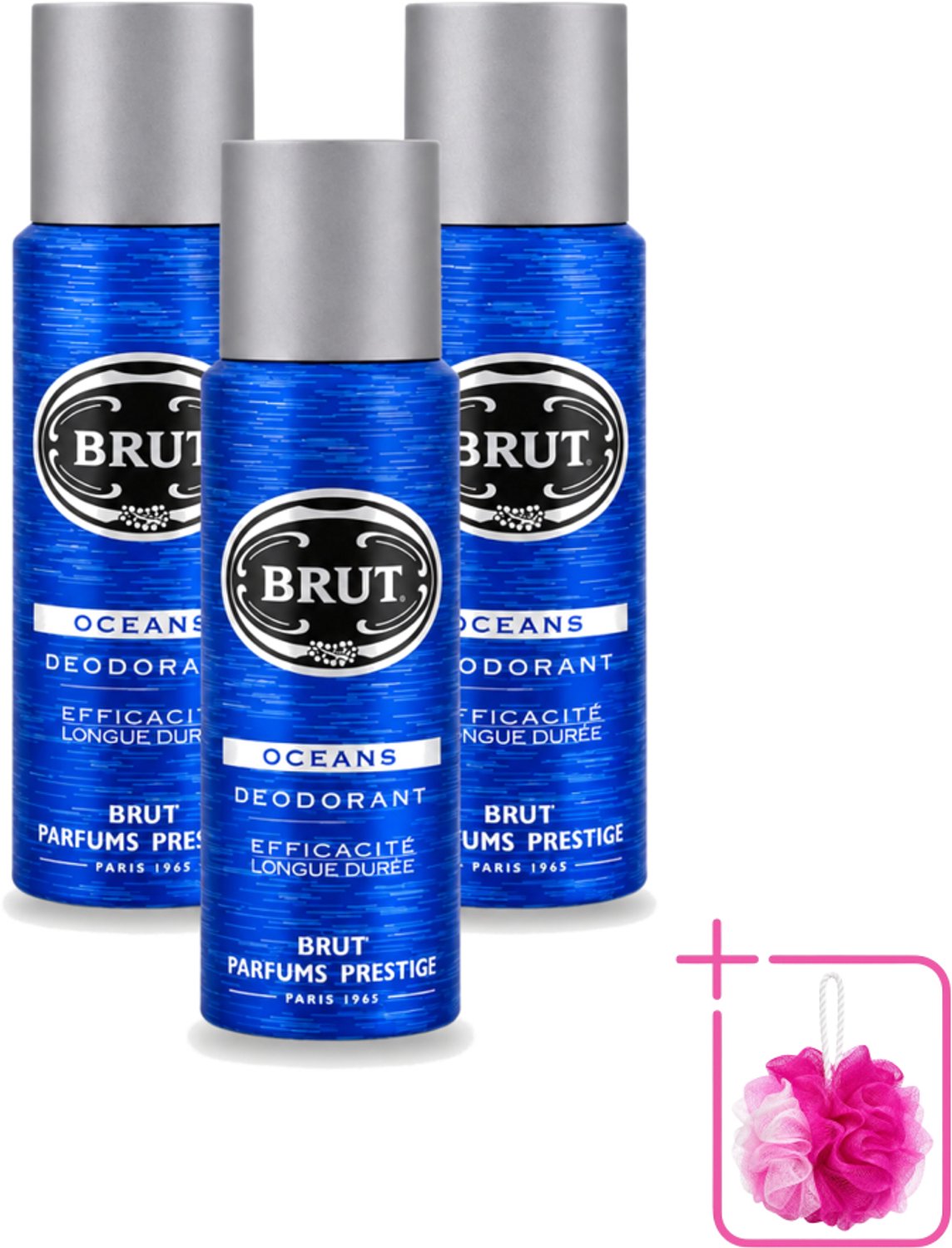 3 x Brut - Deodorant - Spray - Oceans - Fris & maritiem aroma - 200ml - Bulkverpakking - Deodorant spray - Douchemop - Fris