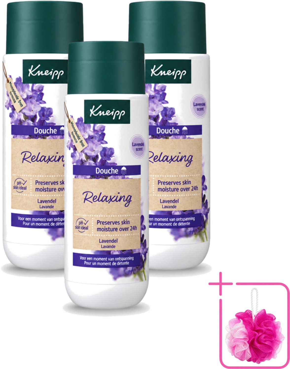 3 x Kneipp - Douchegel - Relaxing - Ontspannende Geur - 200 ml - Bulkverpakking - Douchegel ontspanning - Douchemop - Ontspannende geur