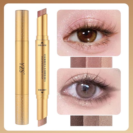 3 stuks dual-ended gradiënt oogschaduwstift, drie kleuren mat & shimmer crème oogschaduw stick, one step oogschaduwpen langdurige oogmake-up — afbeelding 2