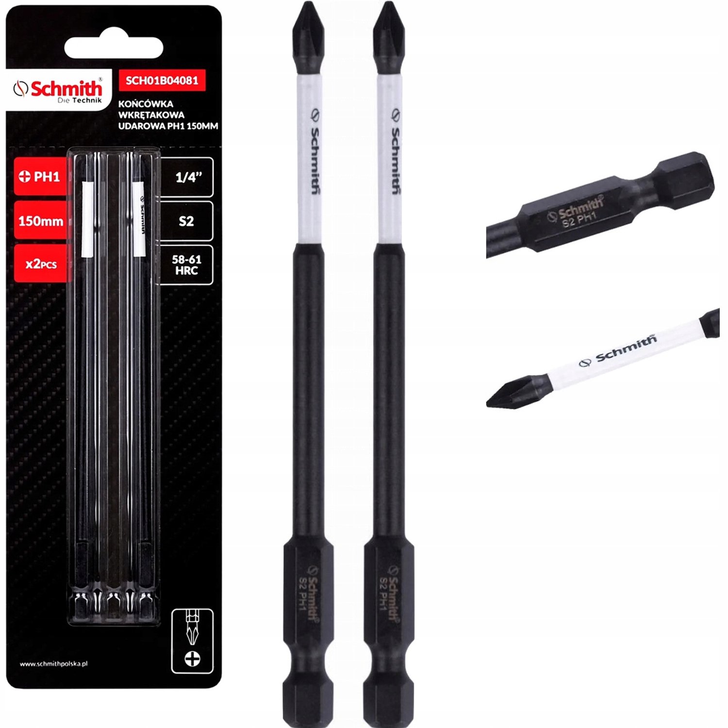 Schmith Slagmoer Bit PH1 150mm 2 Stuks - Duurzaam en Precisie