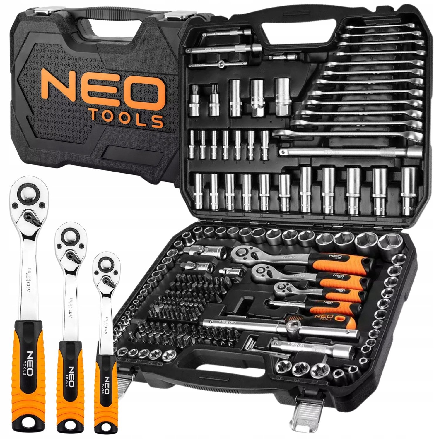 NEO 216-delige Doppenset 1/4" 3/8" 1/2" CrV Gereedschap