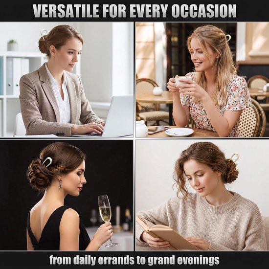 2 stuks Franse haarspelden, metaal, 14 cm, goud, zilver, zwart, groot, U-vormig, voor dames, geschikt voor vrouwen, met alle soorten krullend, recht of dik haar — afbeelding 5