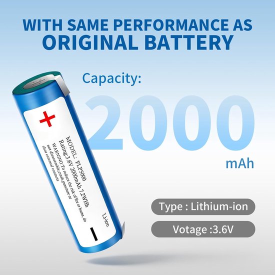 Vervangende batterij voor Philips OneUp 5000 elektrische mop, 2000 mAh, 3,6 V — afbeelding 3
