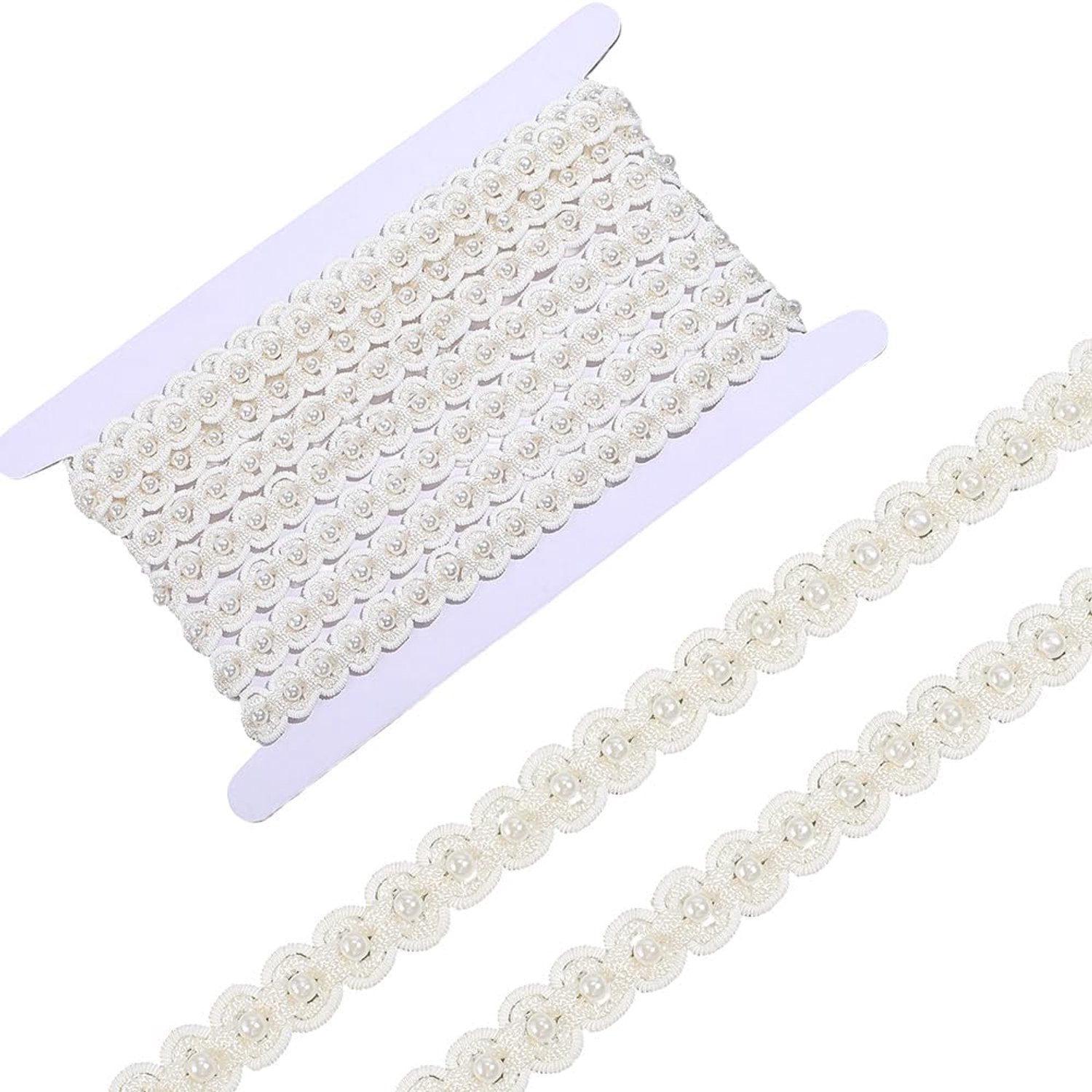 3 m witte gevlochten parels kanten rand vintage geweven gimp kralen stofband polyester bloemenrandlinten voor naaien maken kledingaccessoires hoeden jurken huisdecoratie DIY-knutselwerk