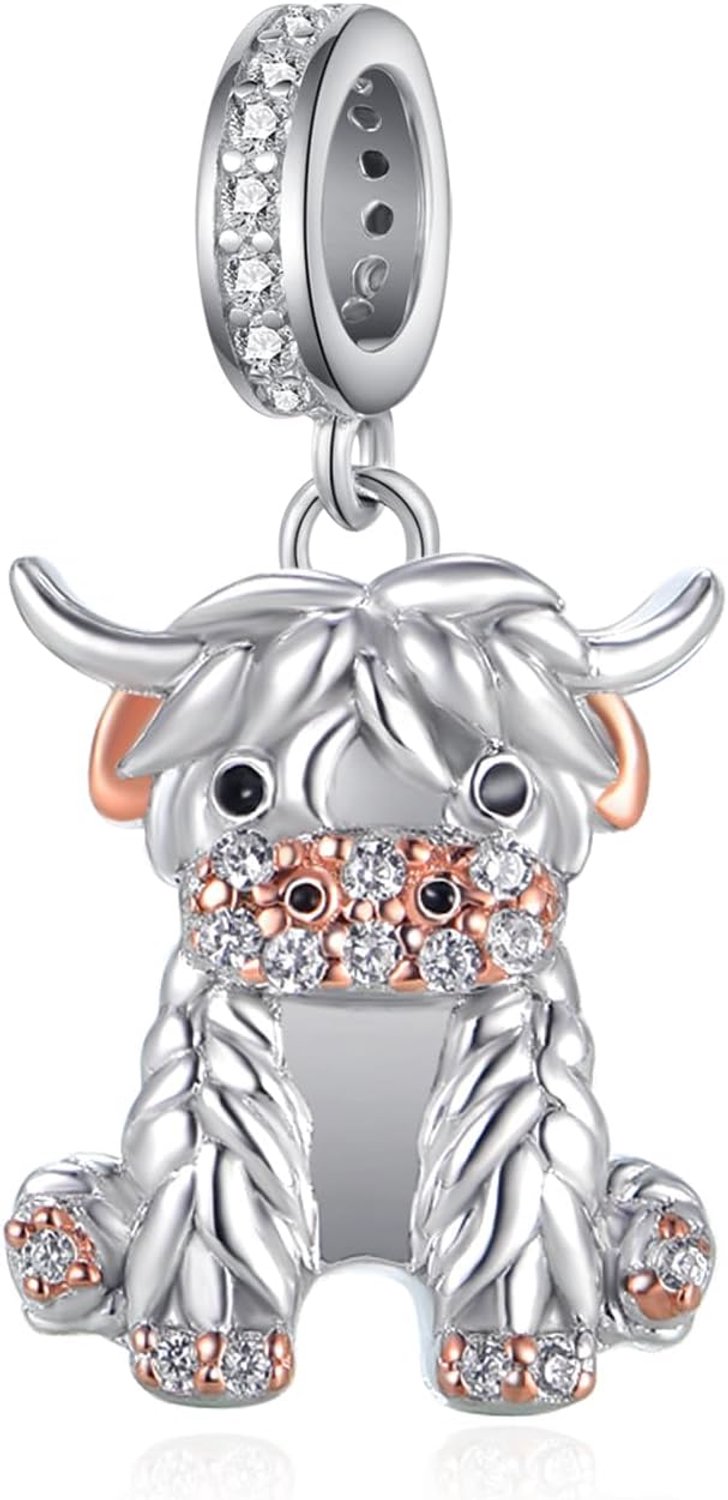 Highland Cow Charms 925 sterling zilver koe bedels voor armband Highland Cow sieraden voor vrouwen Highland Cow geschenken