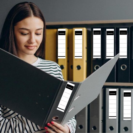 50 stuks ordnerrug, zelfklevende set, ordneretiketten, zelfklevend, ordnerrug, stickers, rugetiketten, rugetiketten, witte ordneretiketten, smal voor standaardmappen — afbeelding 3