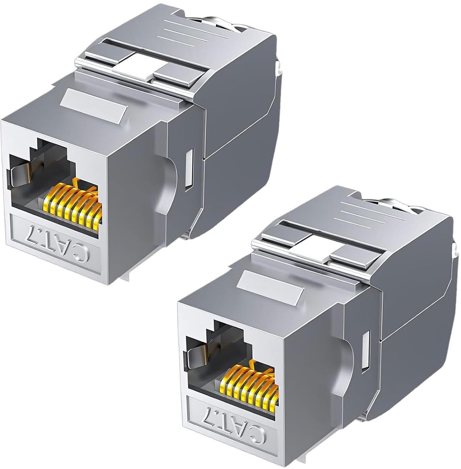 2 Stuks RJ45 CAT 7 Female LAN Kabelmodules, Geschikt voor CAT6/6a, 10Gbps, 1000MHz, Volledig Afgeschermd, Ideaal voor Patchpanelen en Netwerkverbindingen