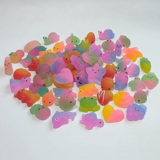 50 stuks (willekeurige levering) Mochi Squishy in kleurverloop, stressverlichting, knijp fidget speelgoed, beloningen in de klas, goody bag vuller, cadeaus voor Kerstmis, verjaardagscadeaus — afbeelding 3